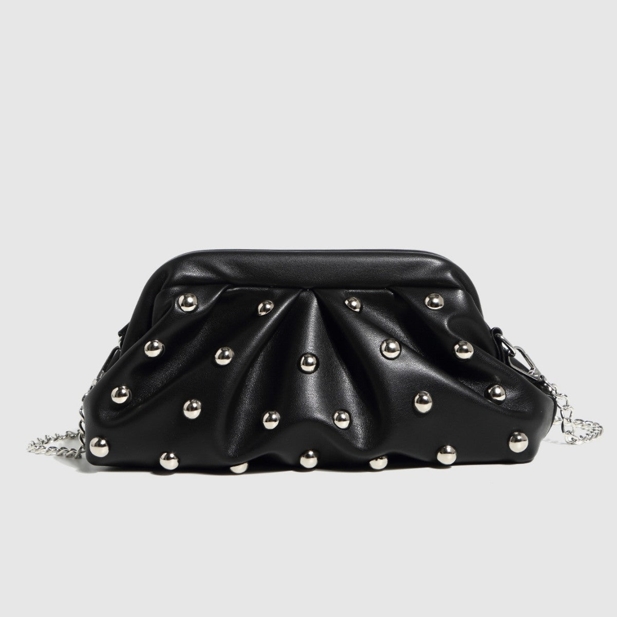 Pleated Dumpling Bag Rivet Chain Shoulder Messenger Bag