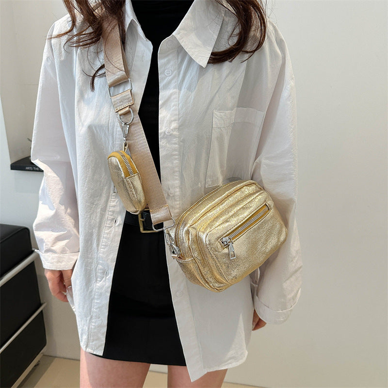 Simple Casual Wide Shoulder Strap Western Style Crossbody Shoulder Commuter Small Square Bag