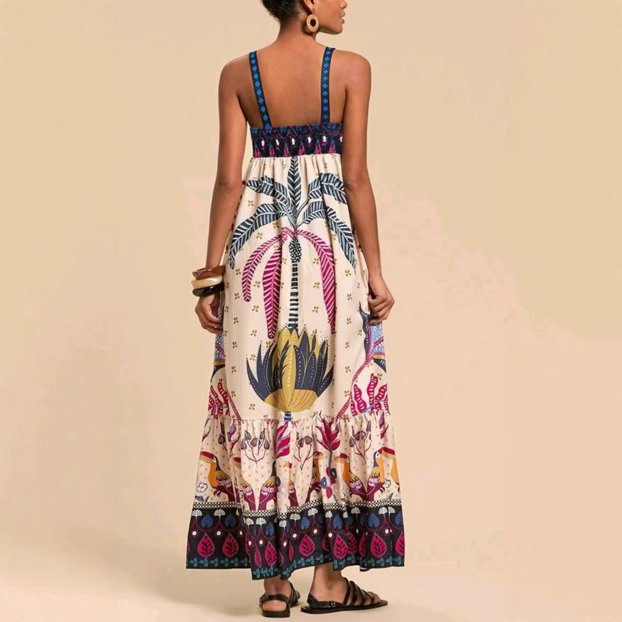 Printed Leisure Vacation Style Bohemian Dress