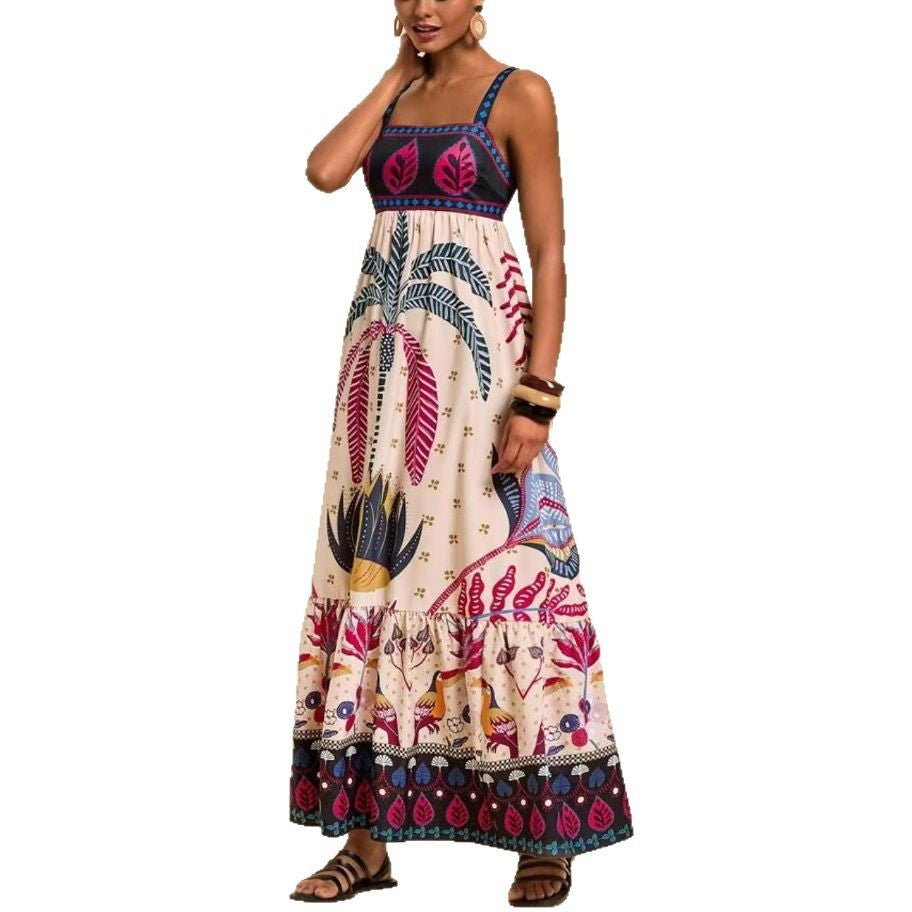 Printed Leisure Vacation Style Bohemian Dress