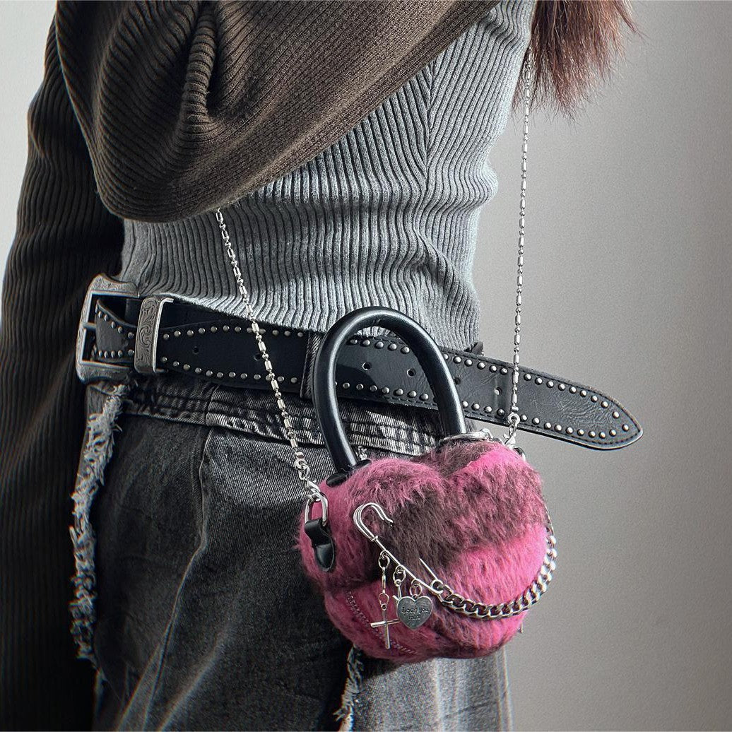 Woolen Plaid Hot Girl Y2g Love Mini Chain Bag Fashion