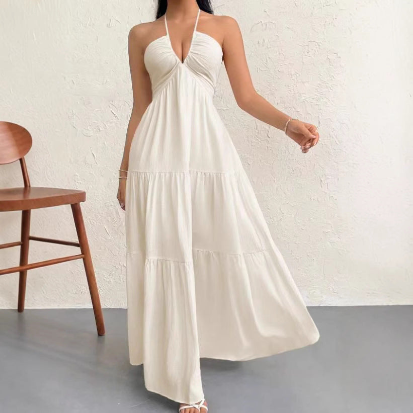 Pure Desire Style Sexy Backless Halter Suspender Skirt Women's Summer