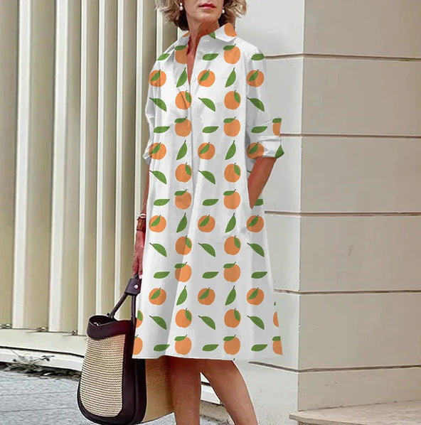 Colorful Blooming Summer Comfortable Shirt Dress