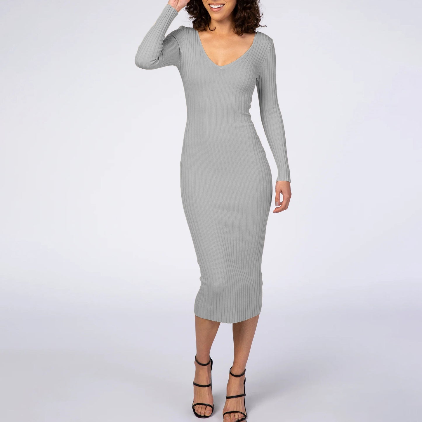 Sexy Slim V-neck Long Sleeve Pregnant Women Dress