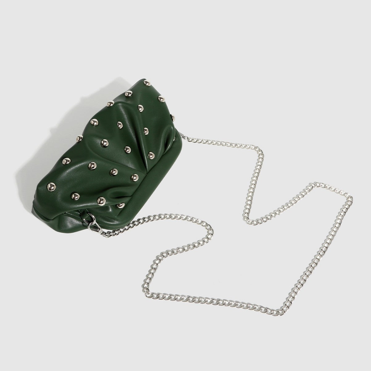 Pleated Dumpling Bag Rivet Chain Shoulder Messenger Bag