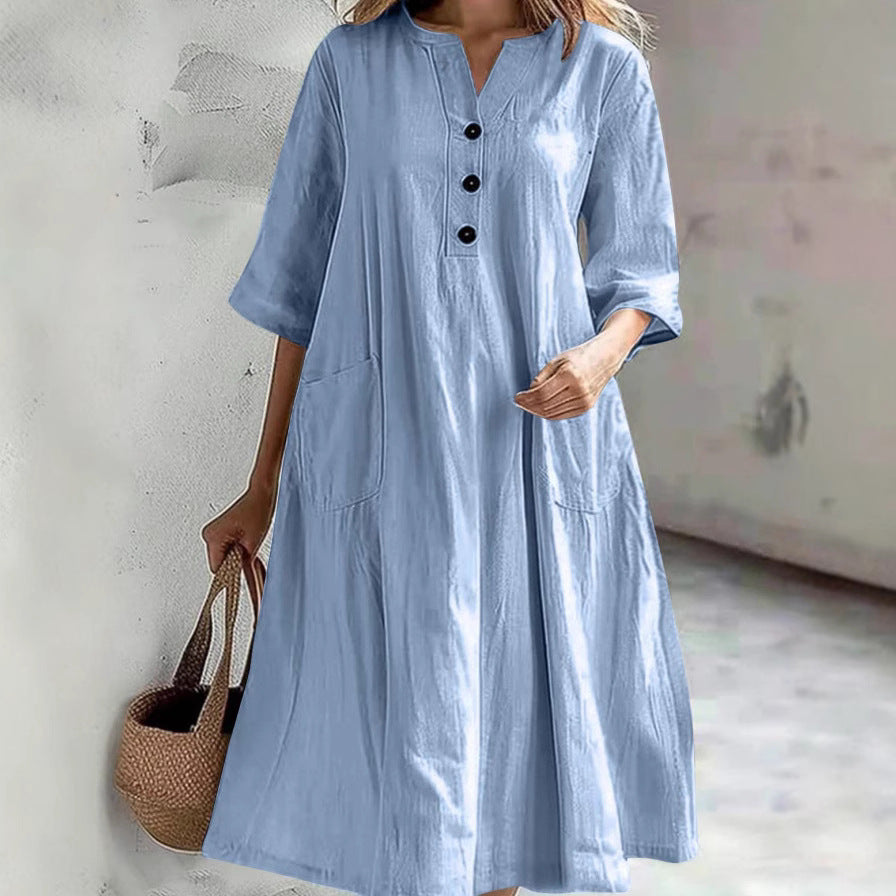 Cross Border Dress Loose Three-button Pocket Jumpsuit