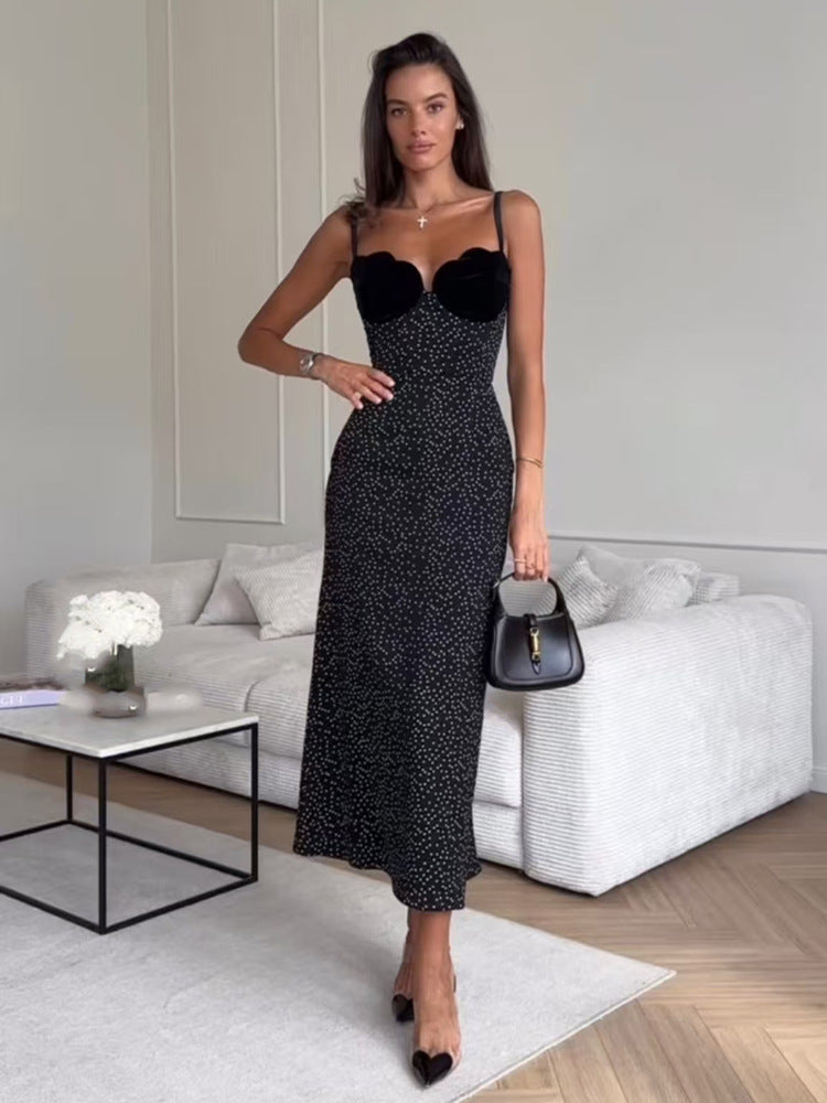 Women's Fashion French Style V-neck Polka Dot Dress