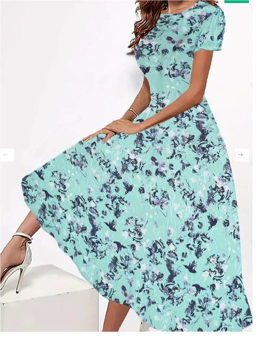 Women's Fashion 3D Printing Summer Slim Fit Dress