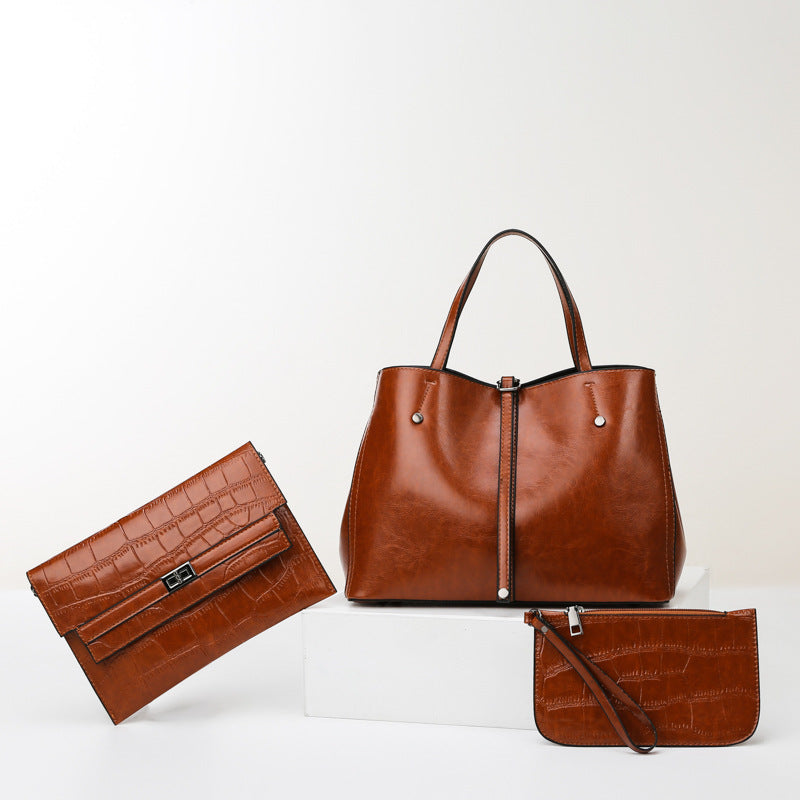 Luxury Retro Women's Hand-carrying Solid Color Simple