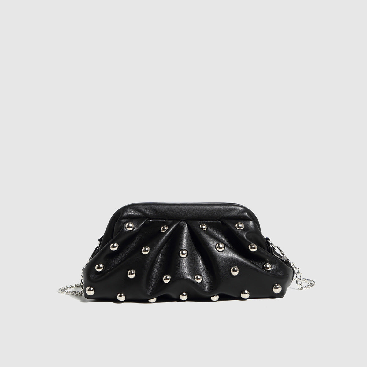 Pleated Dumpling Bag Rivet Chain Shoulder Messenger Bag
