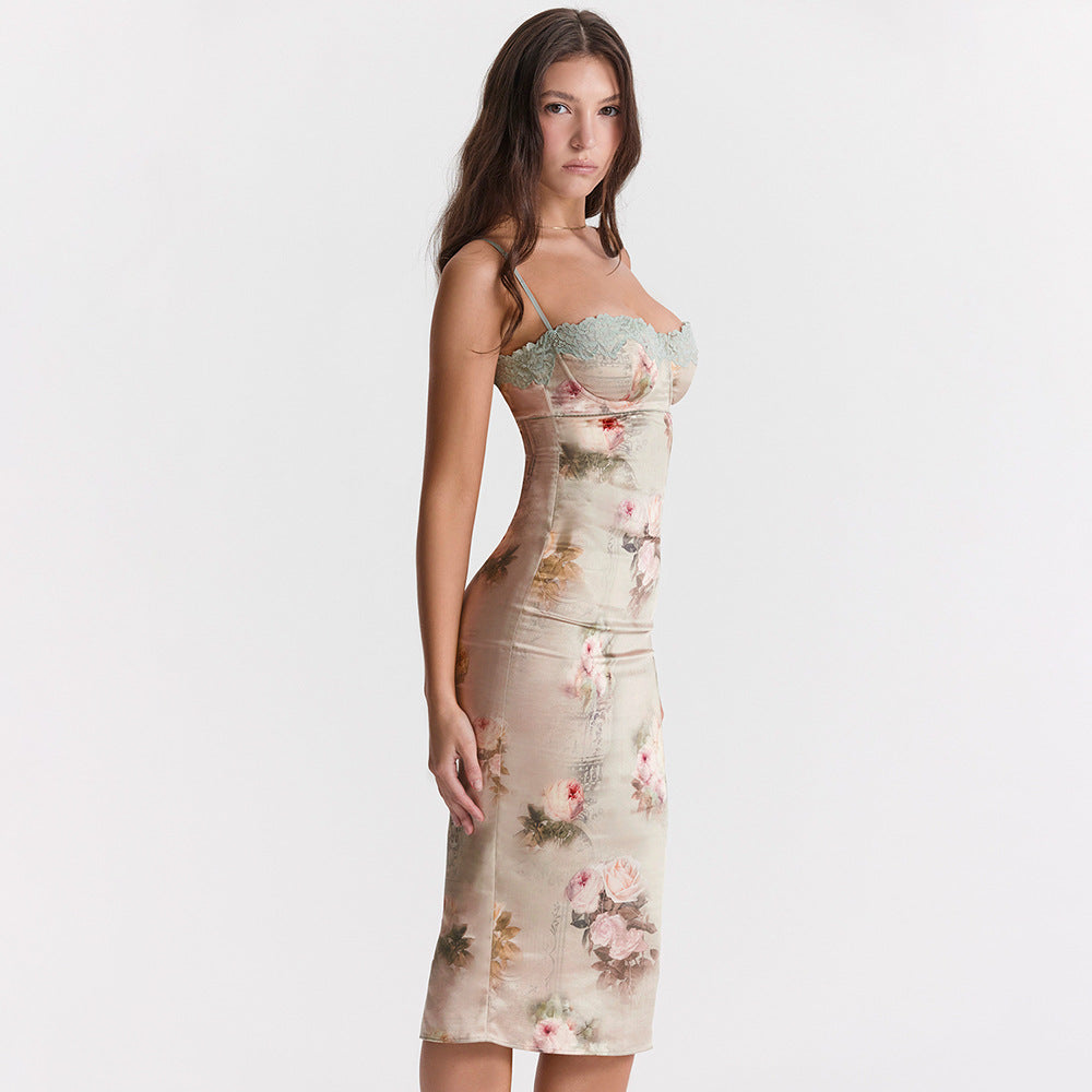 New Lace Sling Backless Sheath Dress