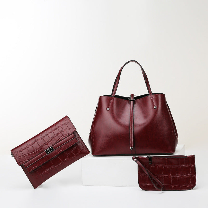 Luxury Retro Women's Hand-carrying Solid Color Simple