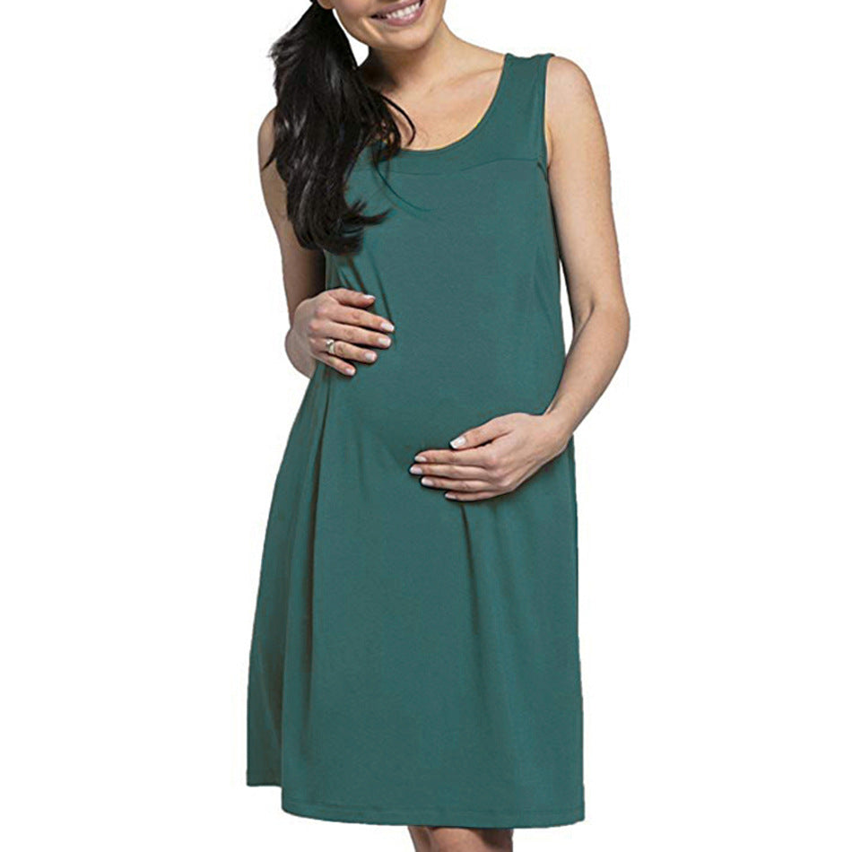 Women's Fashion Solid Color Breastfeeding Dress