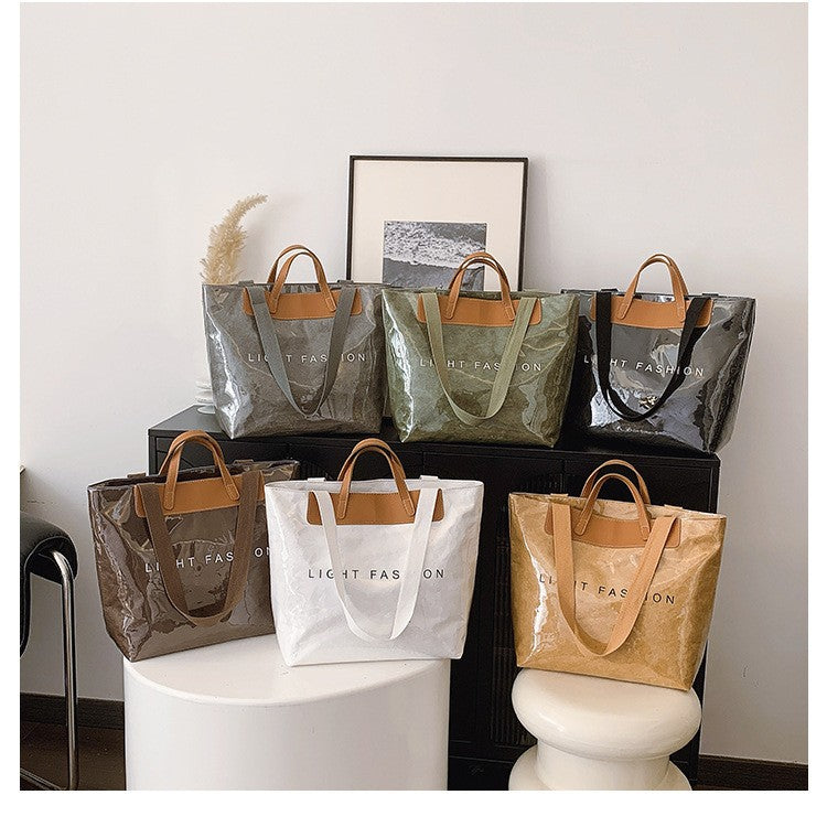 Fashion Tote Bag Special Texture Sewing Line Letter Shoulder Bag
