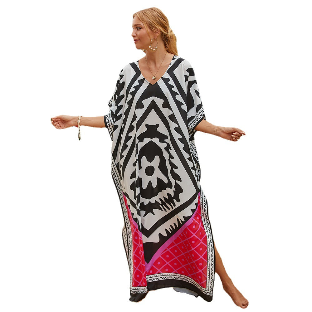European And American Blouse Loose Plus Size Seaside Vacation