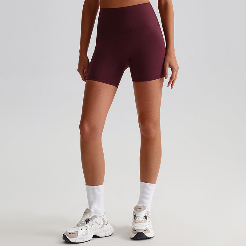 Double-sided Brushed Nude Feel Tight Stretch Sports Fitness Shorts Yoga Shorts