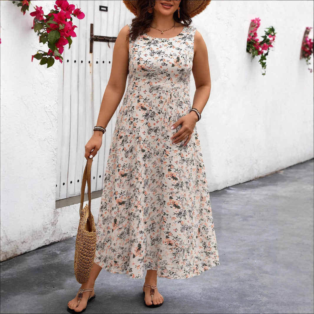 Women's Fashionable Printed Sleeveless Sling Dress
