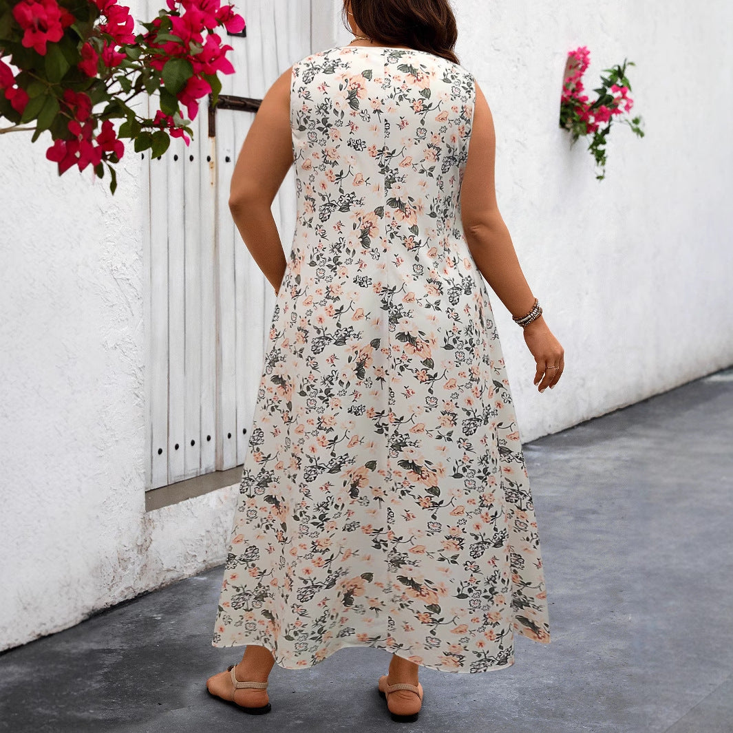 Women's Fashionable Printed Sleeveless Sling Dress