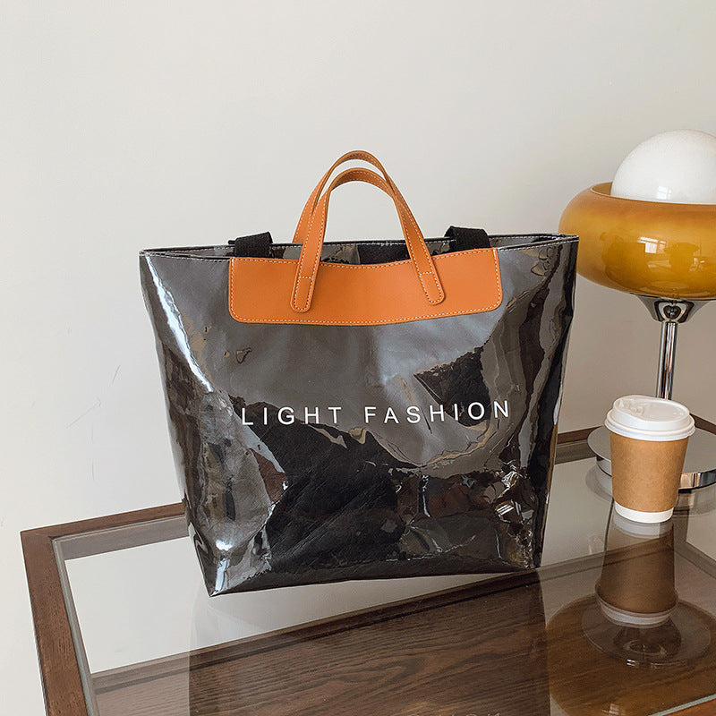 Fashion Tote Bag Special Texture Sewing Line Letter Shoulder Bag