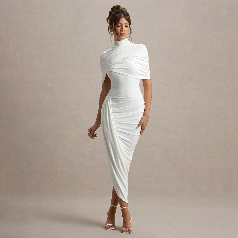 Elegant Slim-fit Pleated Dress Fashionable Lady