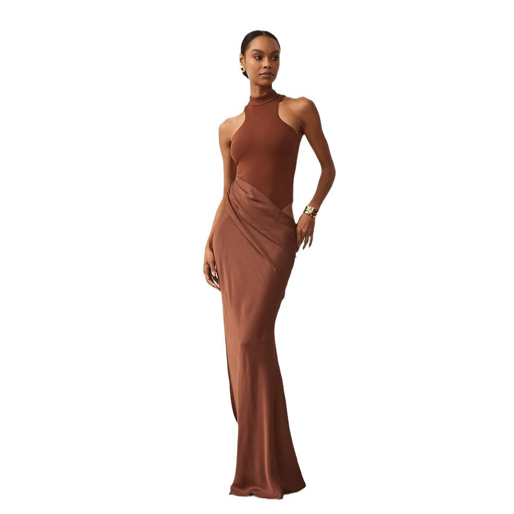 Women's Dress Vest Hollow Out Stitching Sleeveless Round Neck