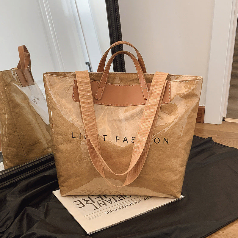 Fashion Tote Bag Special Texture Sewing Line Letter Shoulder Bag
