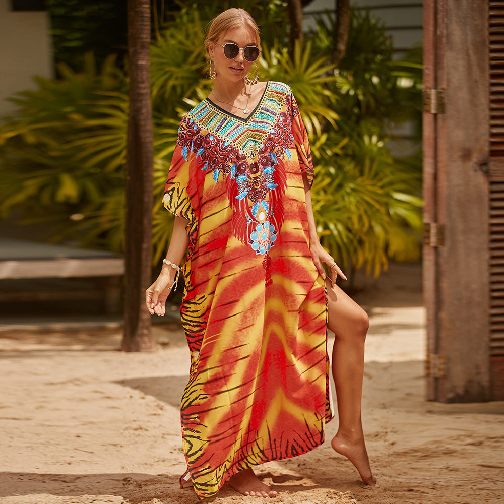 European And American Blouse Loose Plus Size Seaside Vacation