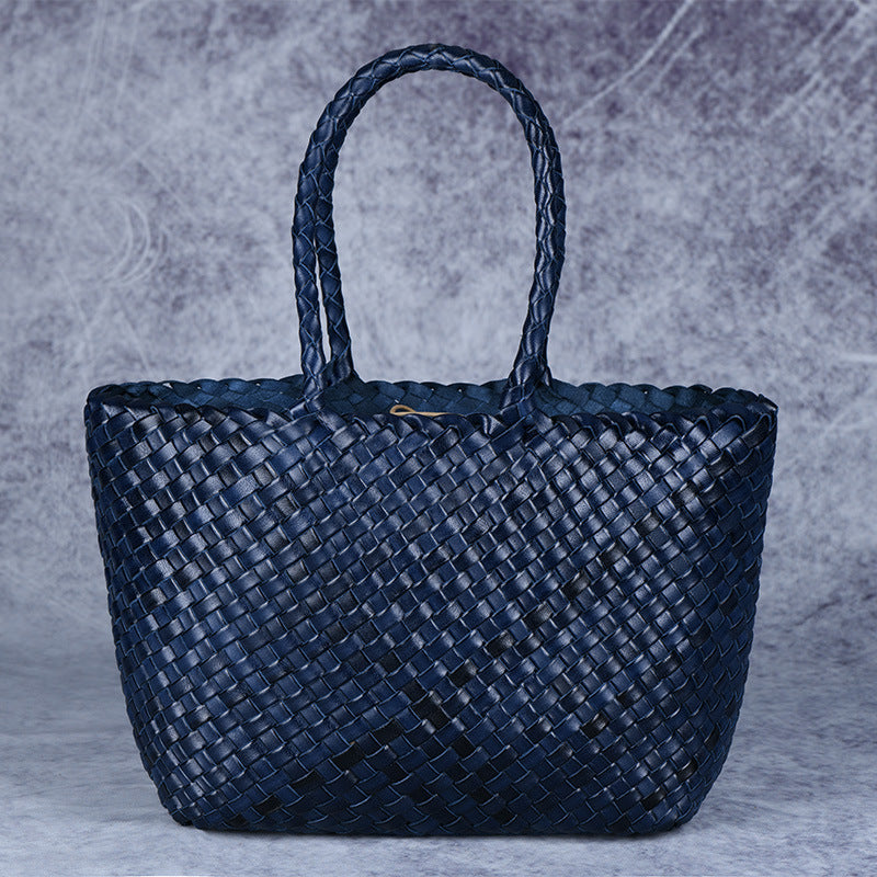 Woven Handmade Retro First Layer Cowhide Women Bag