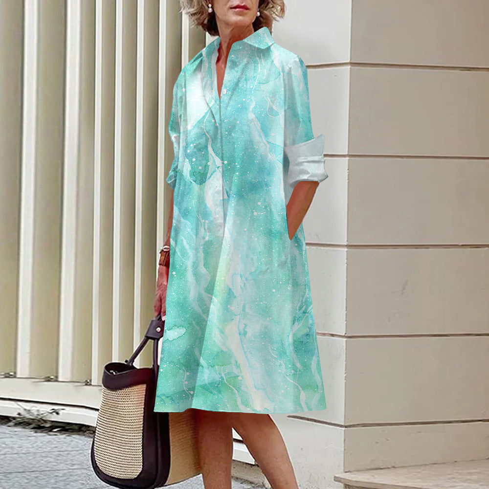 Colorful Blooming Summer Comfortable Shirt Dress
