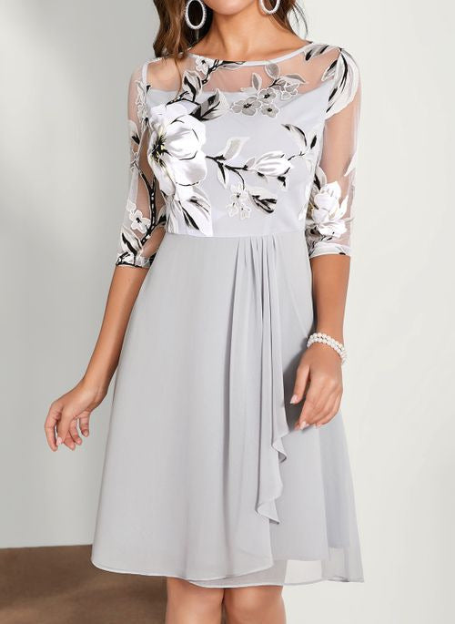 Chiffon Printed Mid-length Dress Women