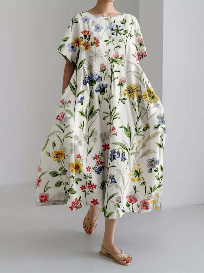 Women's Fashion Premium Short Sleeve Print Dress