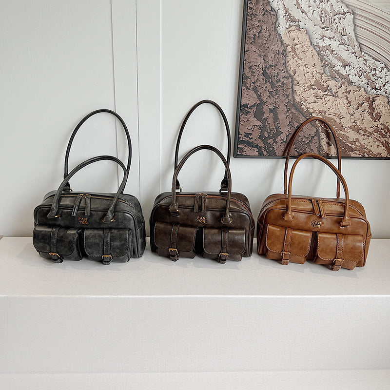 Maillard Brown Vintage Boston Shoulder Bag