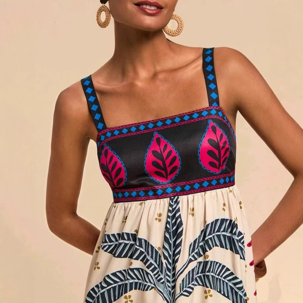 Printed Leisure Vacation Style Bohemian Dress