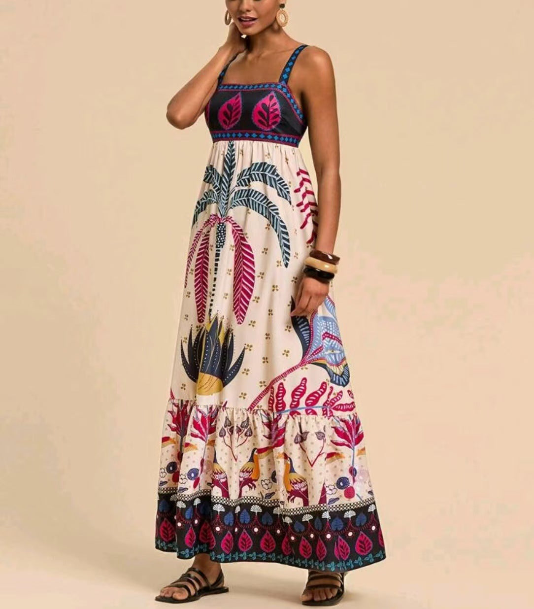 Printed Leisure Vacation Style Bohemian Dress