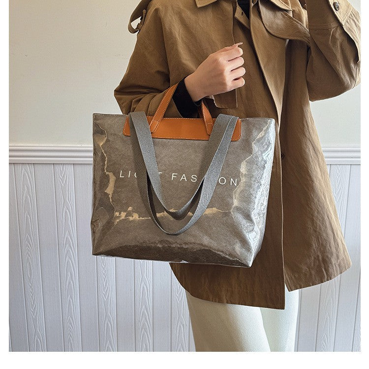 Fashion Tote Bag Special Texture Sewing Line Letter Shoulder Bag