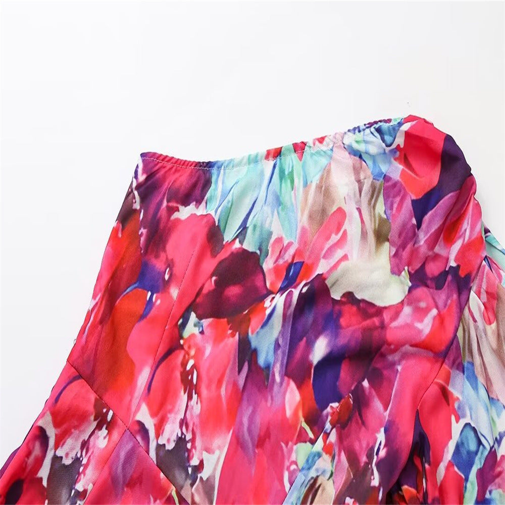 Women's Fashion French Asymmetric Short Sleeve Dress