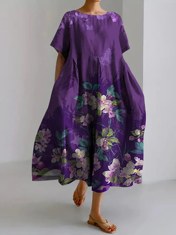 Women's Fashion Premium Short Sleeve Print Dress