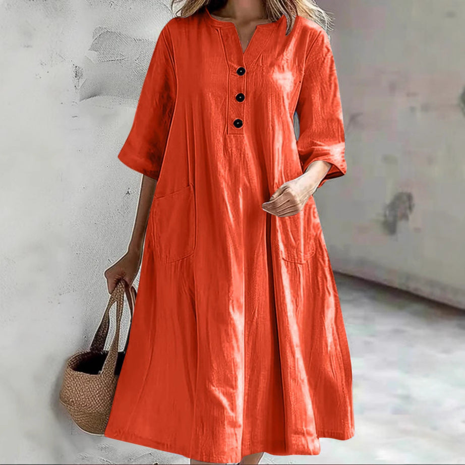 Cross Border Dress Loose Three-button Pocket Jumpsuit