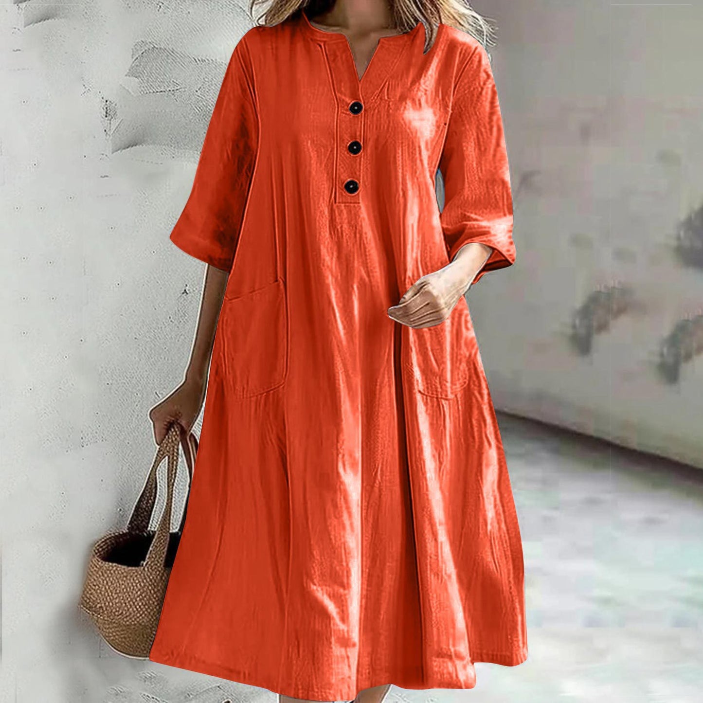 Cross Border Dress Loose Three-button Pocket Jumpsuit