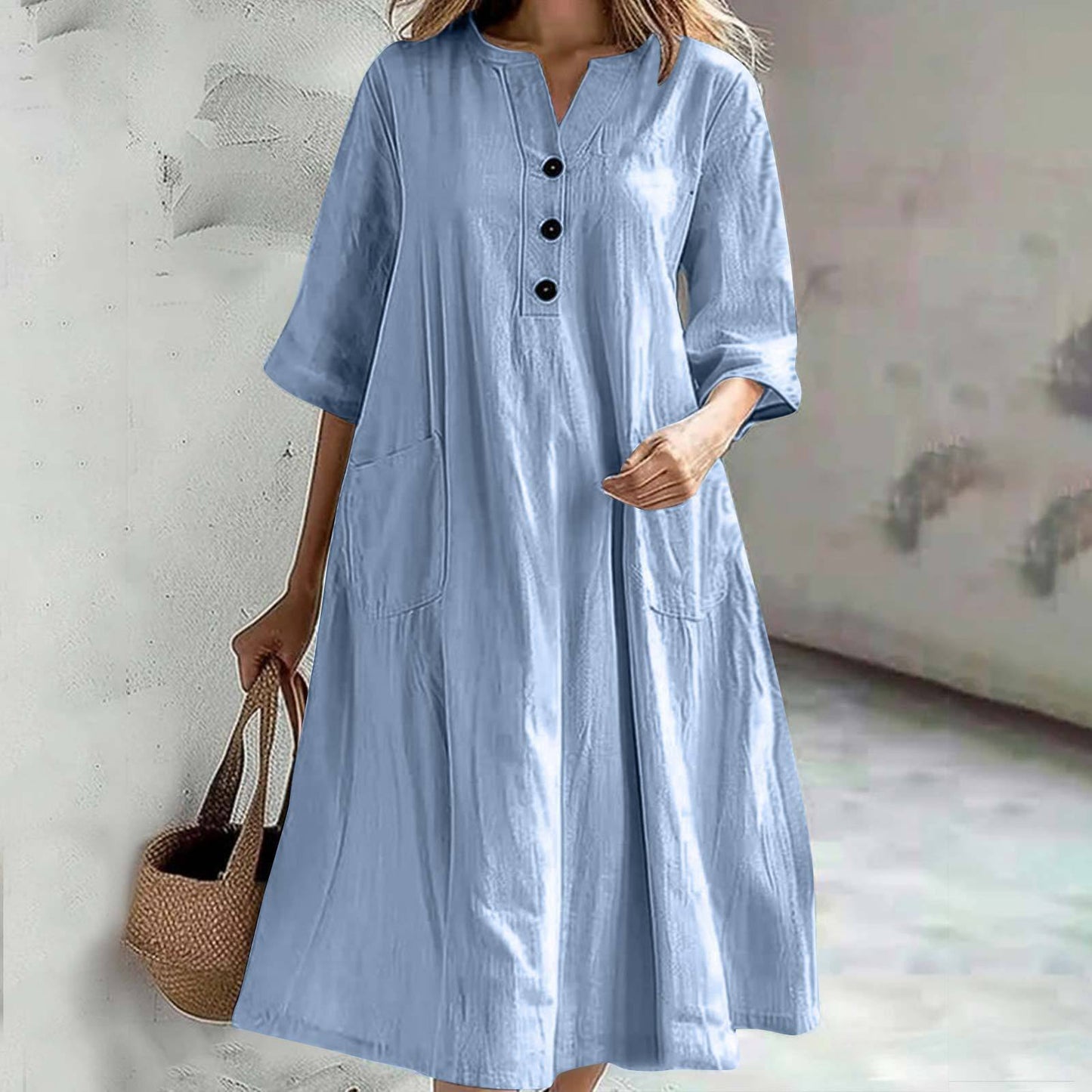 Cross Border Dress Loose Three-button Pocket Jumpsuit
