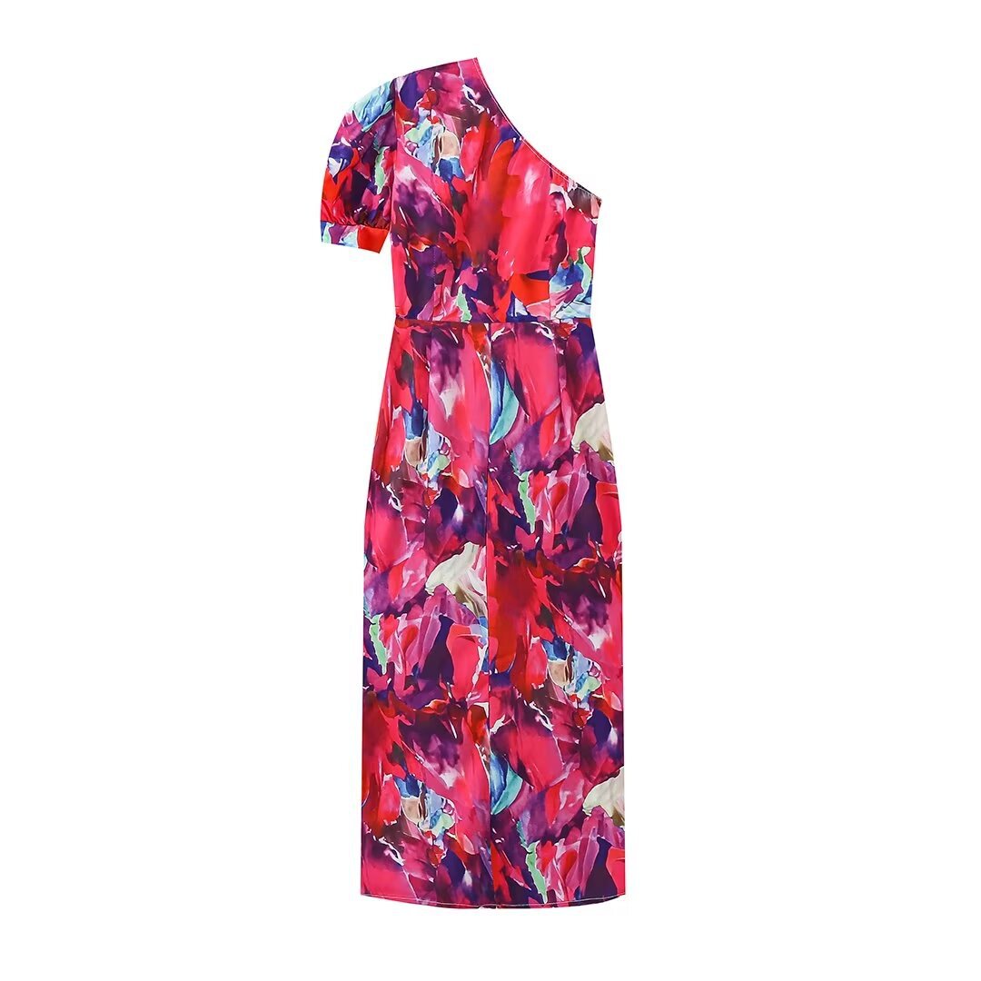 Women's Fashion French Asymmetric Short Sleeve Dress