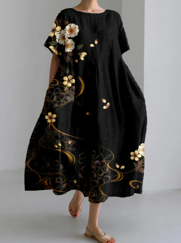 Women's Fashion Premium Short Sleeve Print Dress