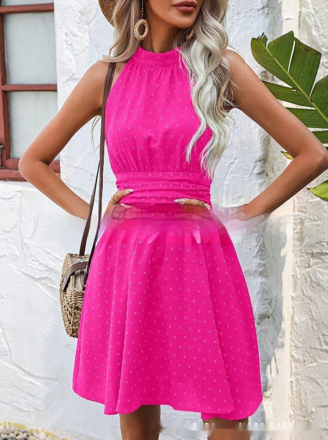 Belt Sleeveless Split Mid-length Dress