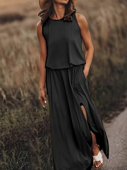 Women's Fashion Casual Round Neck Sleeveless Dress