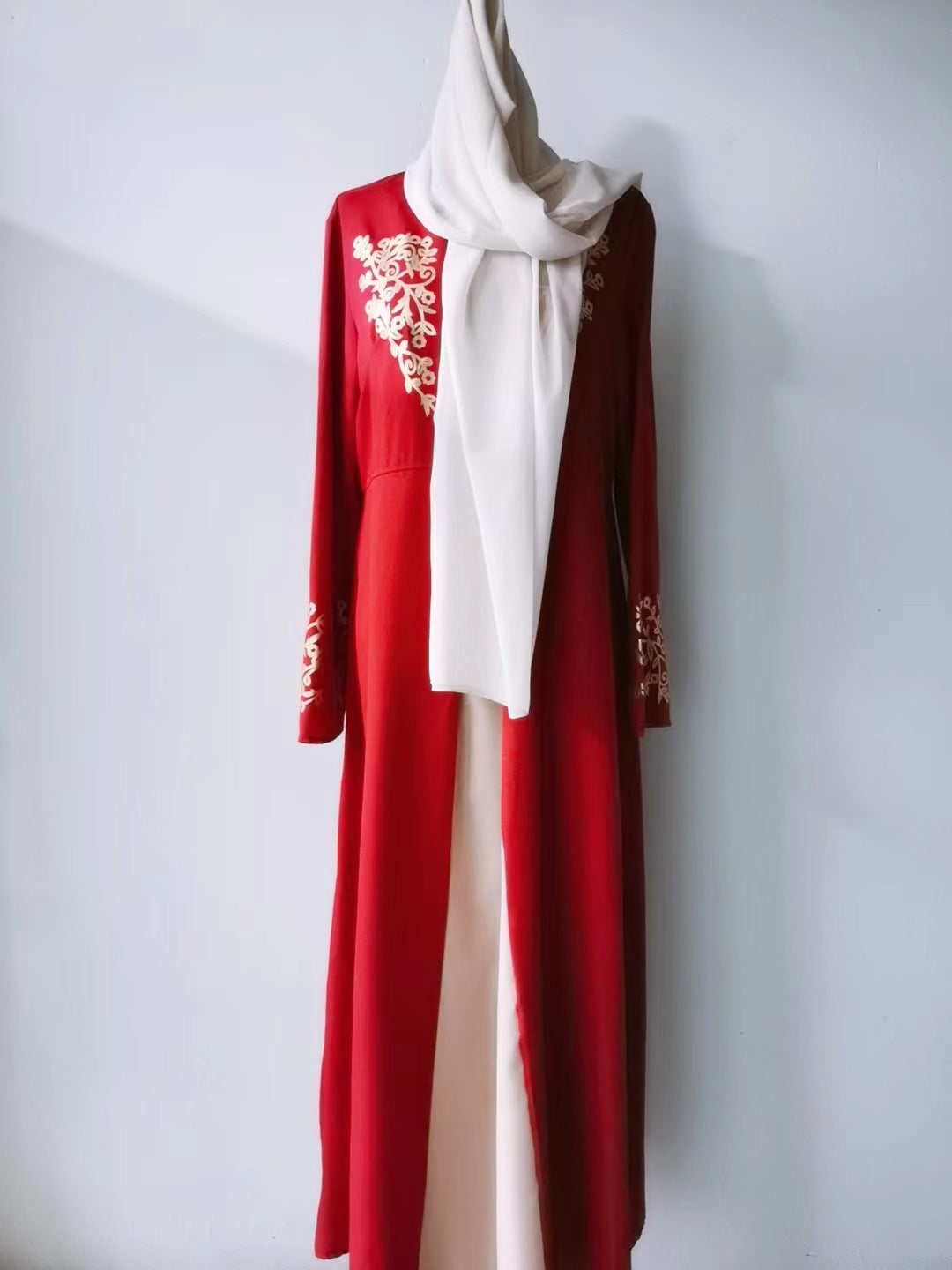 Contrast Color Slim Fit Temperament Long Dress Gilding Stitching