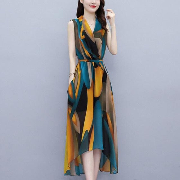 Plus Size Sleeveless Waist-tight Dress Women