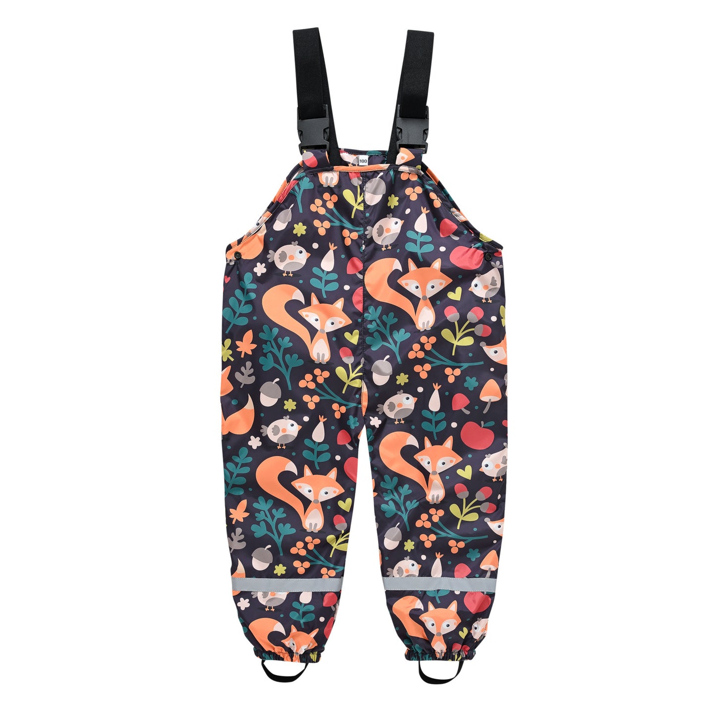 Boys And Girls Printed Strap Adjustable Casual Bib Pants