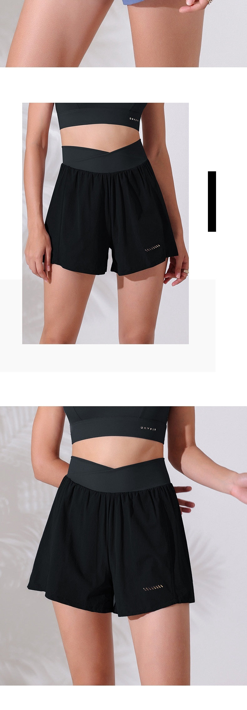 High Waist Anti-exposure Fake Two-piece Sports Shorts