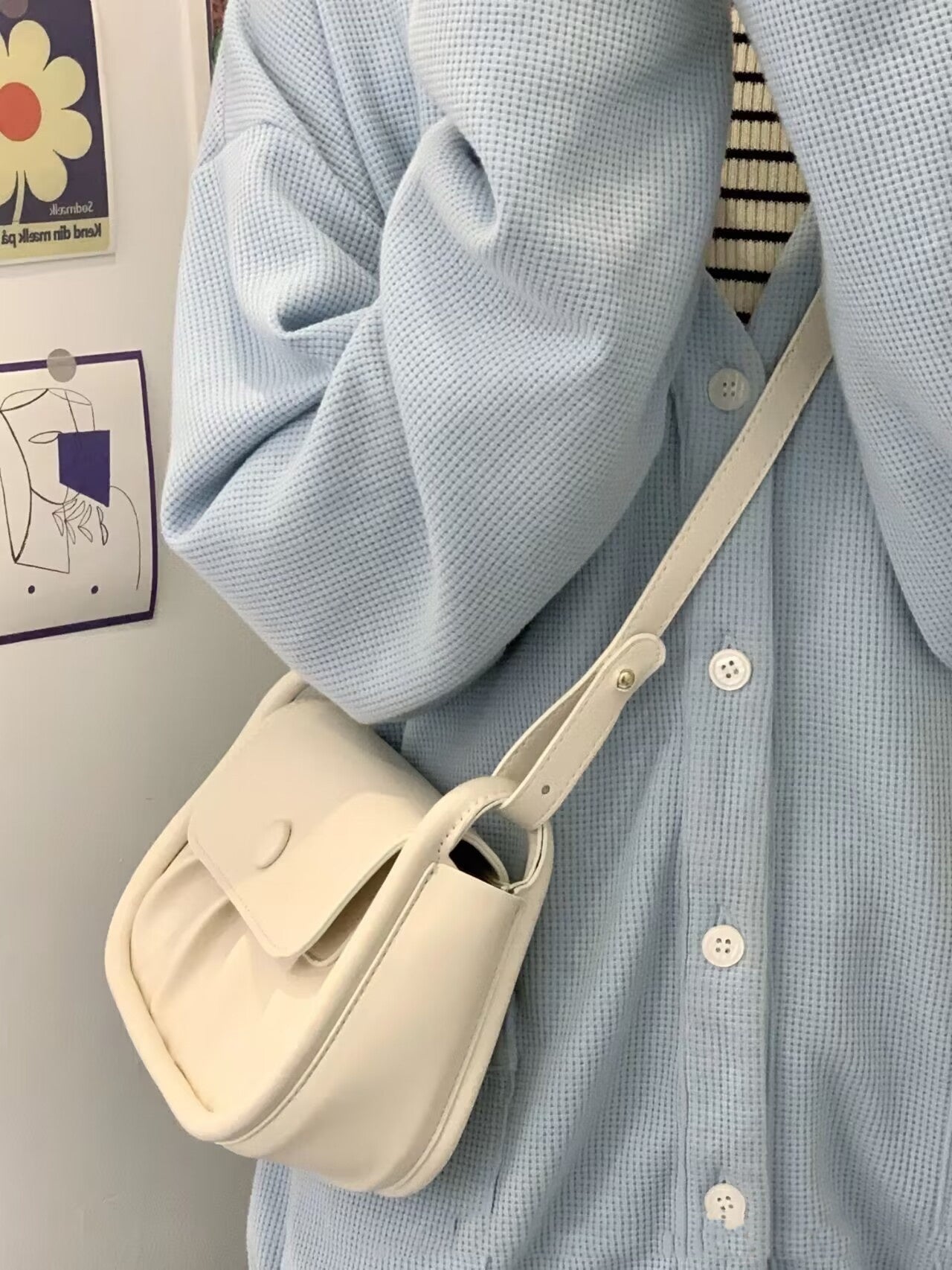Women's Small Square Pleated All-match Shoulder Messenger Bag