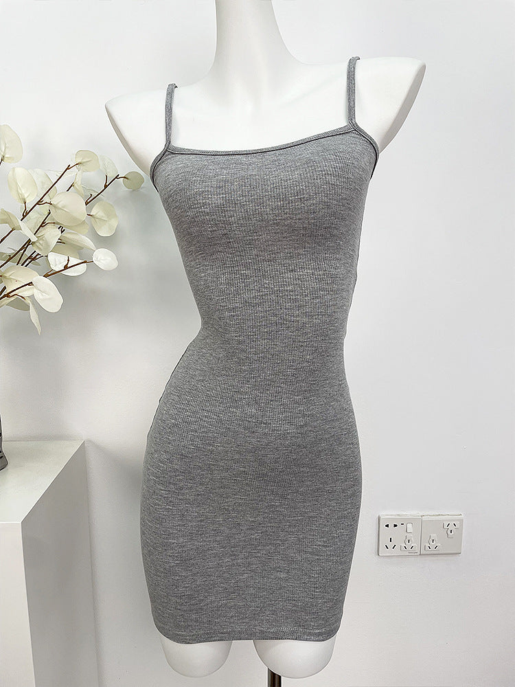 Pure Hot Girl Tight Sexy Sheath Body Shaping Date Sling Dress Short